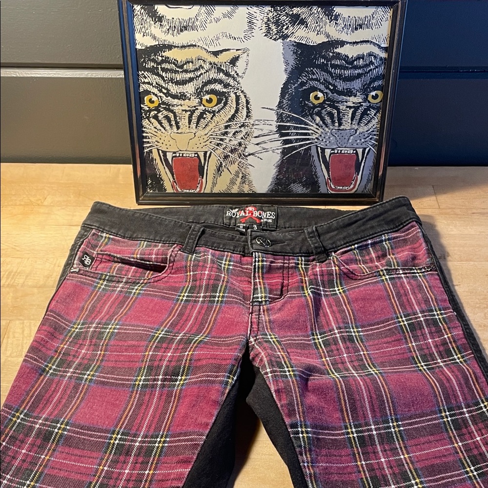 Royal Bones by Daang Hot Topic Plaid Black Stretch Jeans